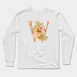 Watercolor sunflower bouquet monogram letter W Long Sleeve T-Shirt